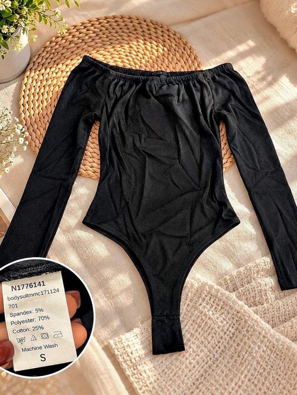 Black Long Sleeve Bodysuit Size Small